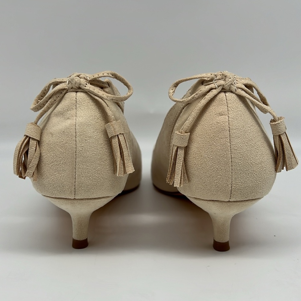 Journee Collection Bindi Nude Kitten Heel Bow and Tassels Side Cutouts Pump 11 - Picture 6 of 16
